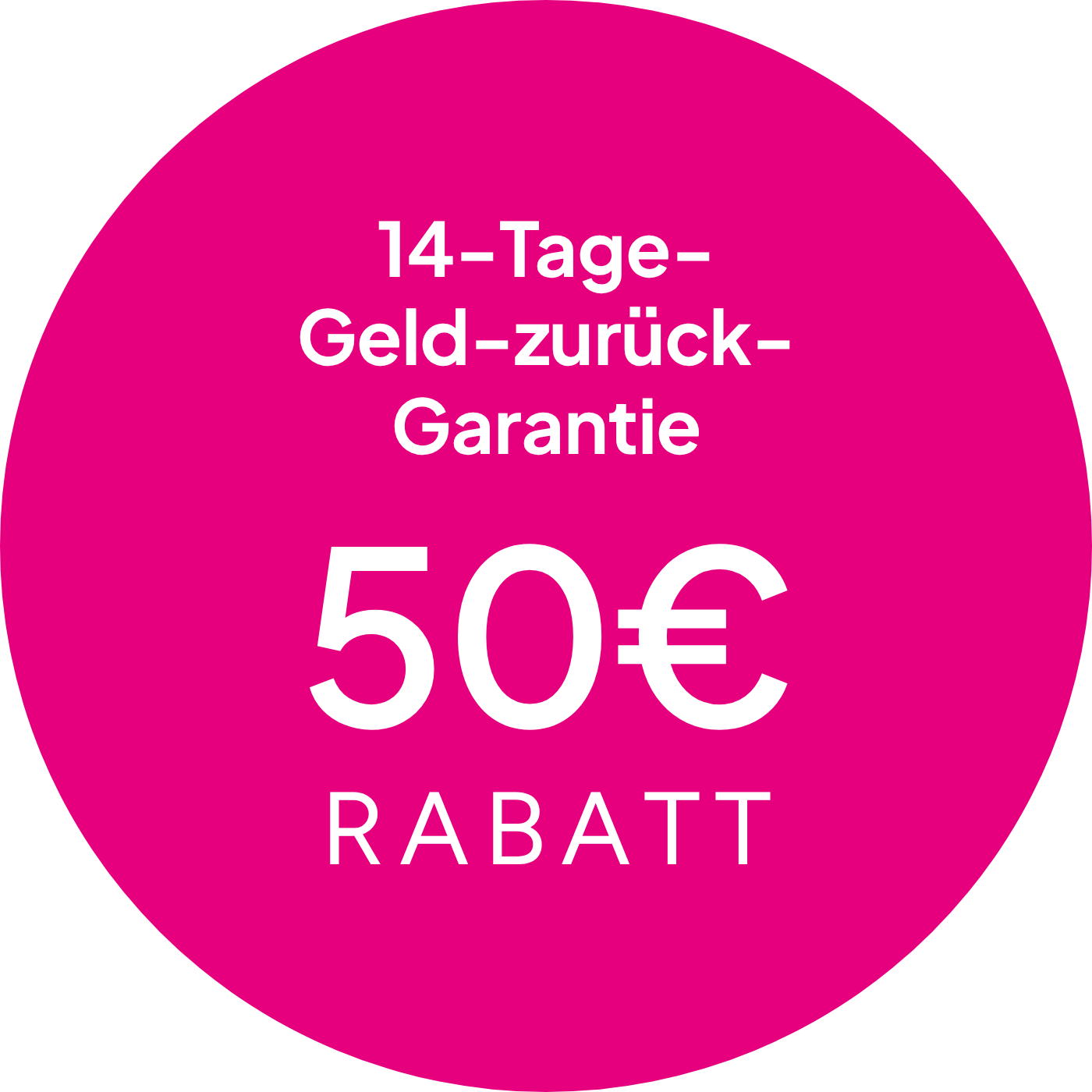 Geburtstagsaktion, 50 Euro Rabatt und 14 Tage Geld zurück Garantie