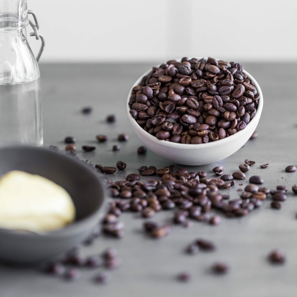 A bowl of coffee beans